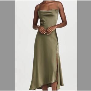 New ASTR the Label Gaia Sage Green Midi Slip Dress Size M Cowl Neck